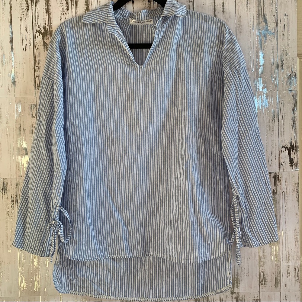 Goodnight Macaroon Striped Blue and White Blouse